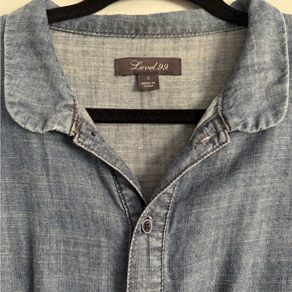 Denim Button-Up Romper - Picture 2 of 5